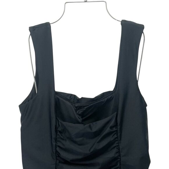 J. Crew Reimagined Square Neck One-Piece Swimsuit Black Ruched Size 14 Slimming - Picture 5 of 12
